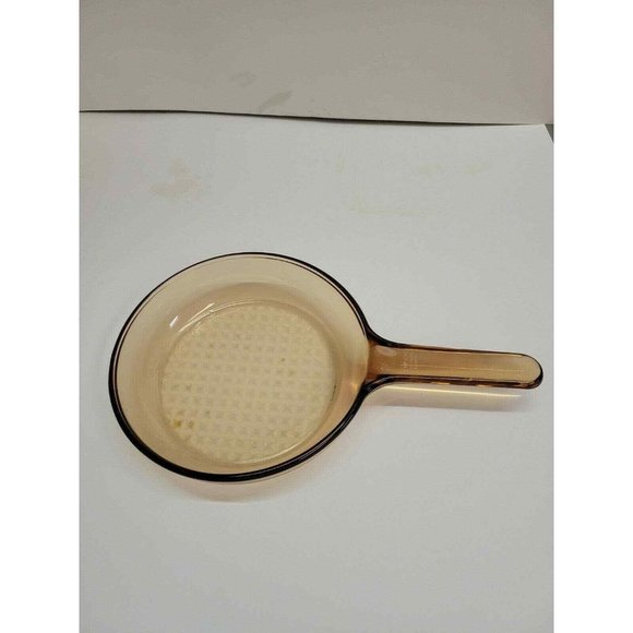 Corning Ware Visions 7 Inch Waffle Bottom Fry Pan Skillet Amber Vintage France - Picture 1 of 4